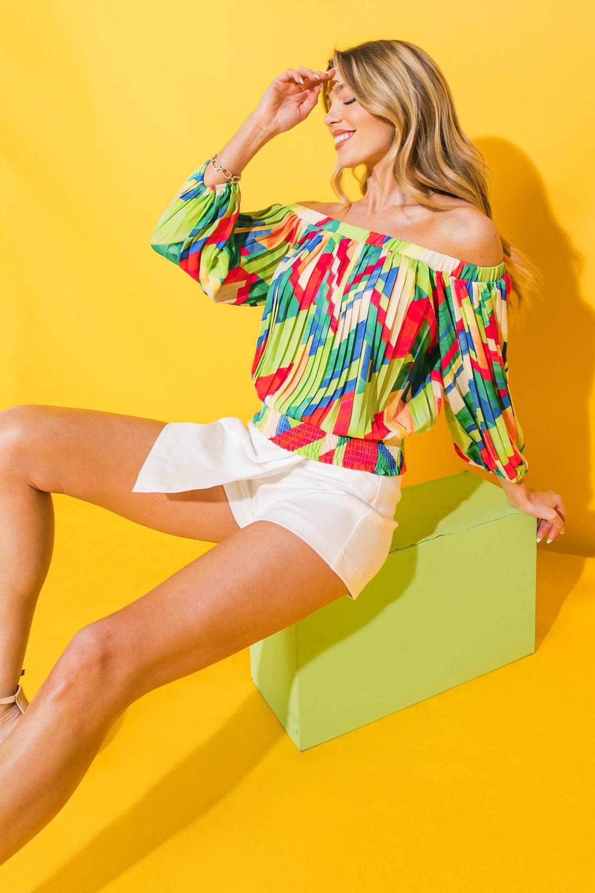 FROSTED UPON WOVEN TOP Flying Tomato